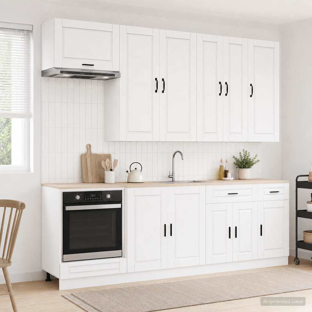 vidaXL Μονάδα κουζίνας PORTO 8 pcs Γυαλιστερό Λευκό Επεξεργασμένο Ξύλο