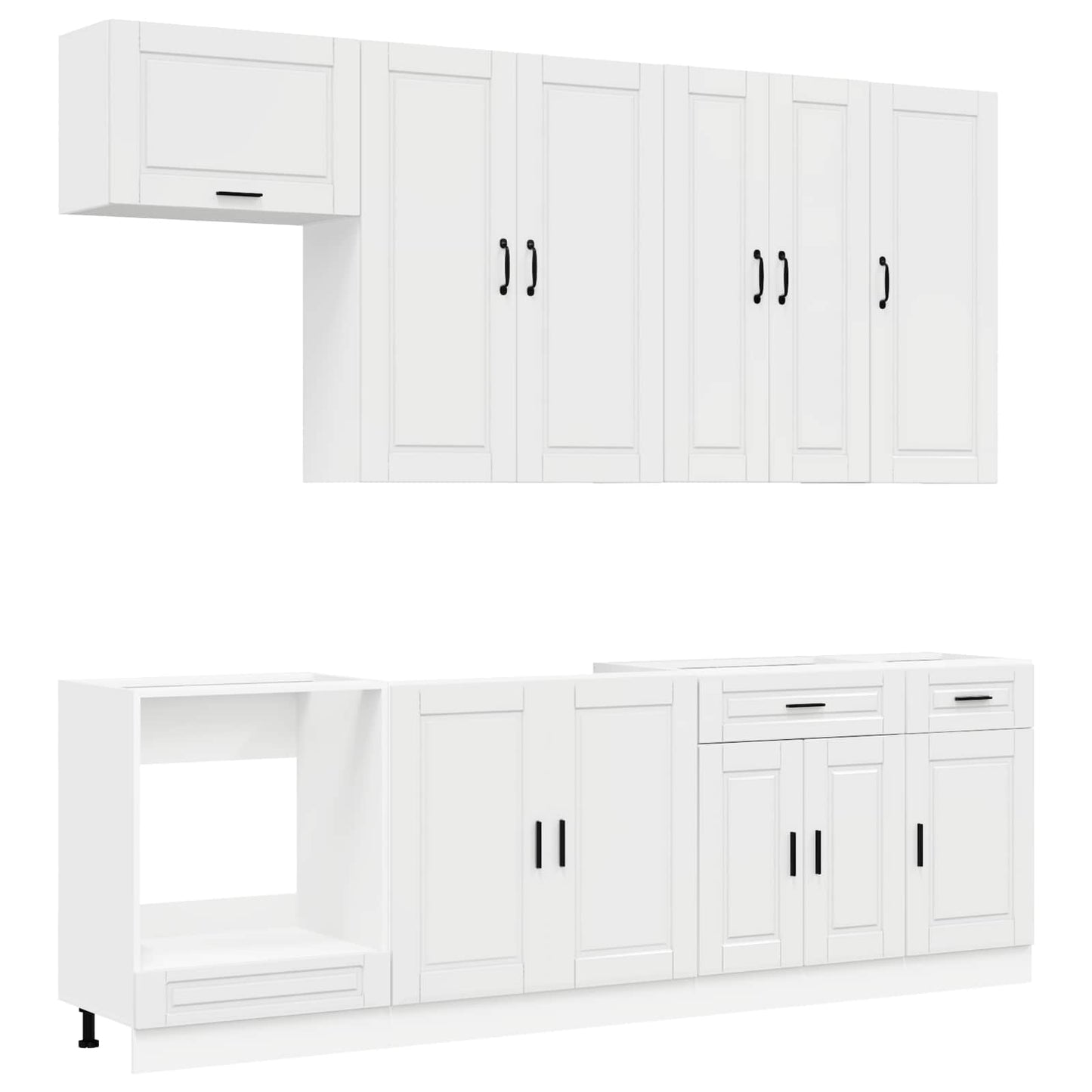 vidaXL Μονάδα κουζίνας PORTO 8 pcs Γυαλιστερό Λευκό Επεξεργασμένο Ξύλο