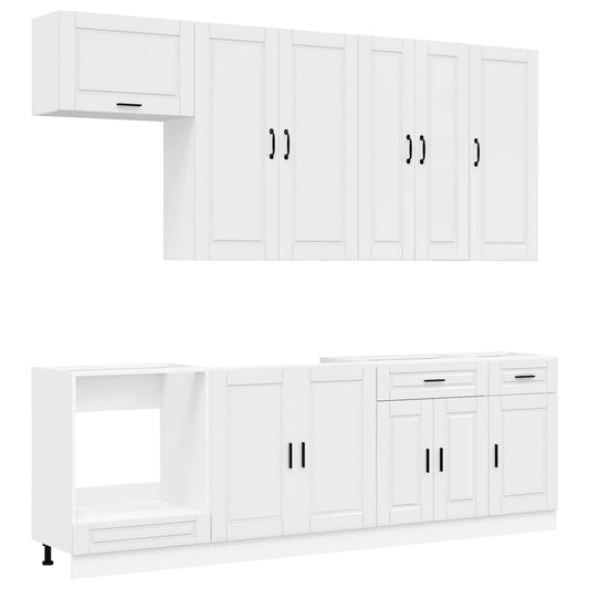 vidaXL Μονάδα κουζίνας PORTO 8 pcs Γυαλιστερό Λευκό Επεξεργασμένο Ξύλο