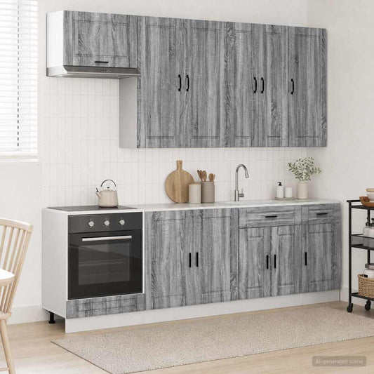 vidaXL Μονάδα κουζίνας PORTO 8 pcs Γκρι Sonoma Επεξεργασμένο Ξύλο