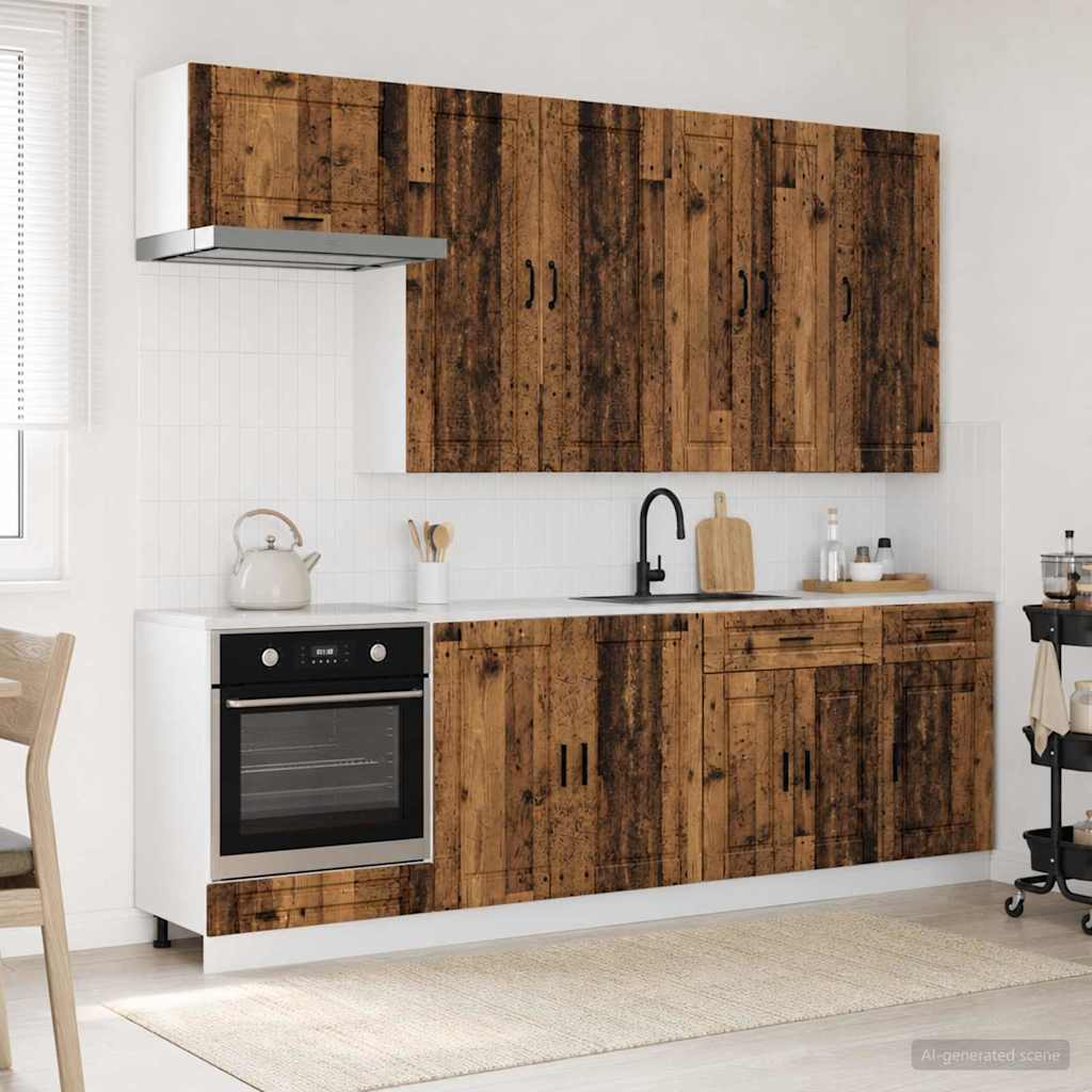 vidaXL Μονάδα κουζίνας PORTO 8 pcs Παλαιωμένο ξύλο Επεξεργασμένο Ξύλο