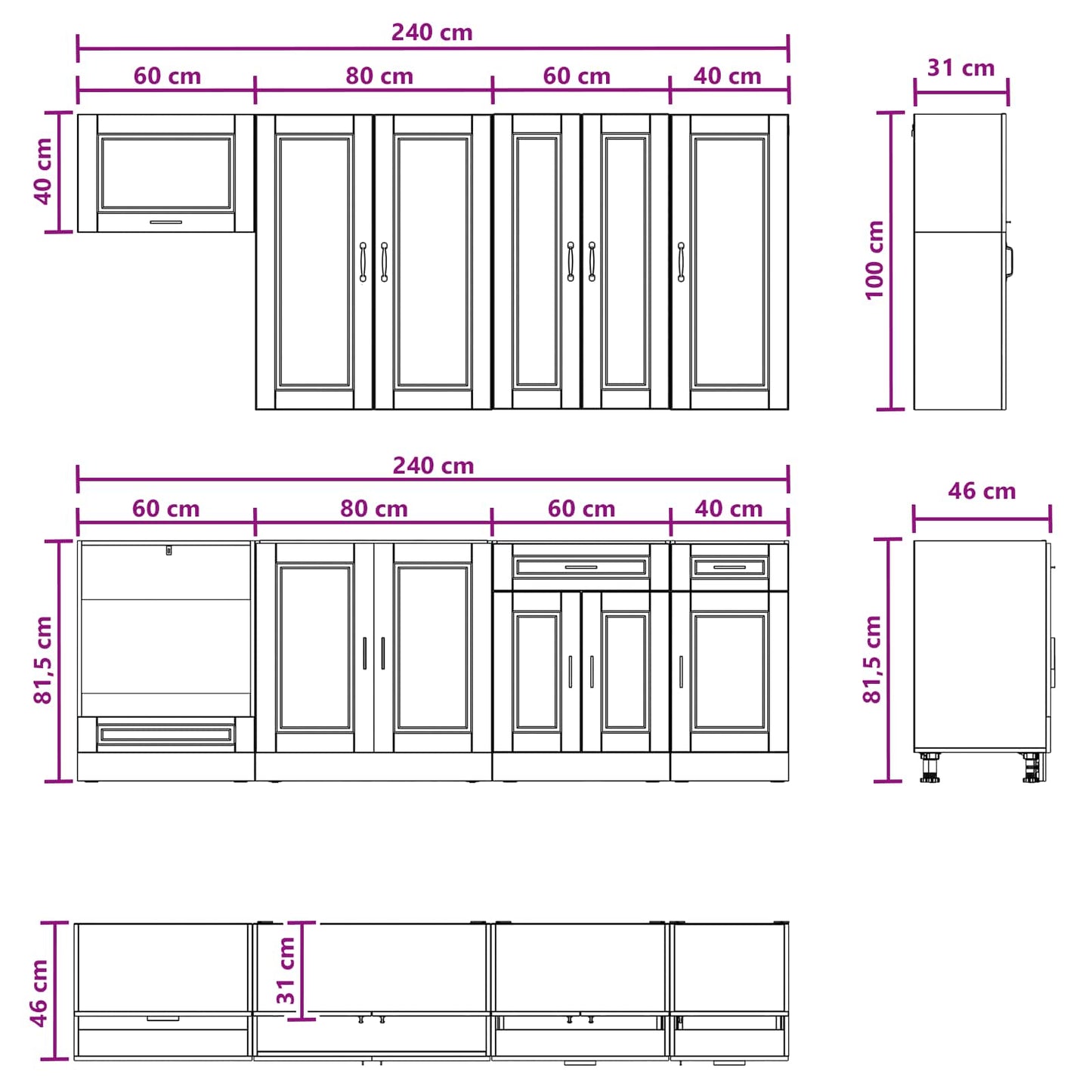 vidaXL Μονάδα κουζίνας PORTO 8 pcs Artisan Δρυς Επεξεργασμένο Ξύλο