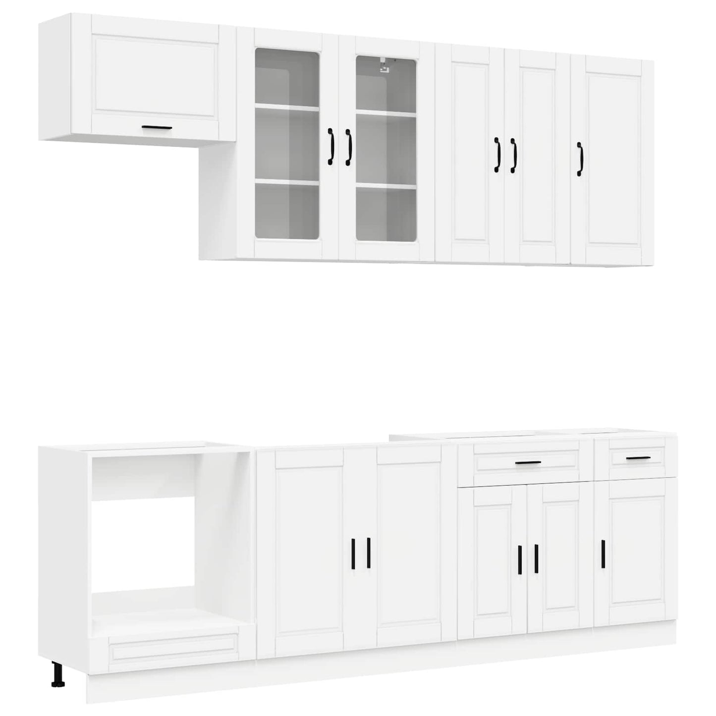 vidaXL Σέτ Ντουλαπιών με συρτάρι 8 pcs Λευκό Επεξεργασμένο ξύλο