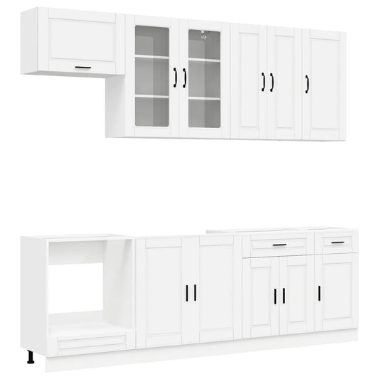 vidaXL Μονάδα κουζίνας PORTO 8 pcs Λευκό Επεξεργασμένο Ξύλο