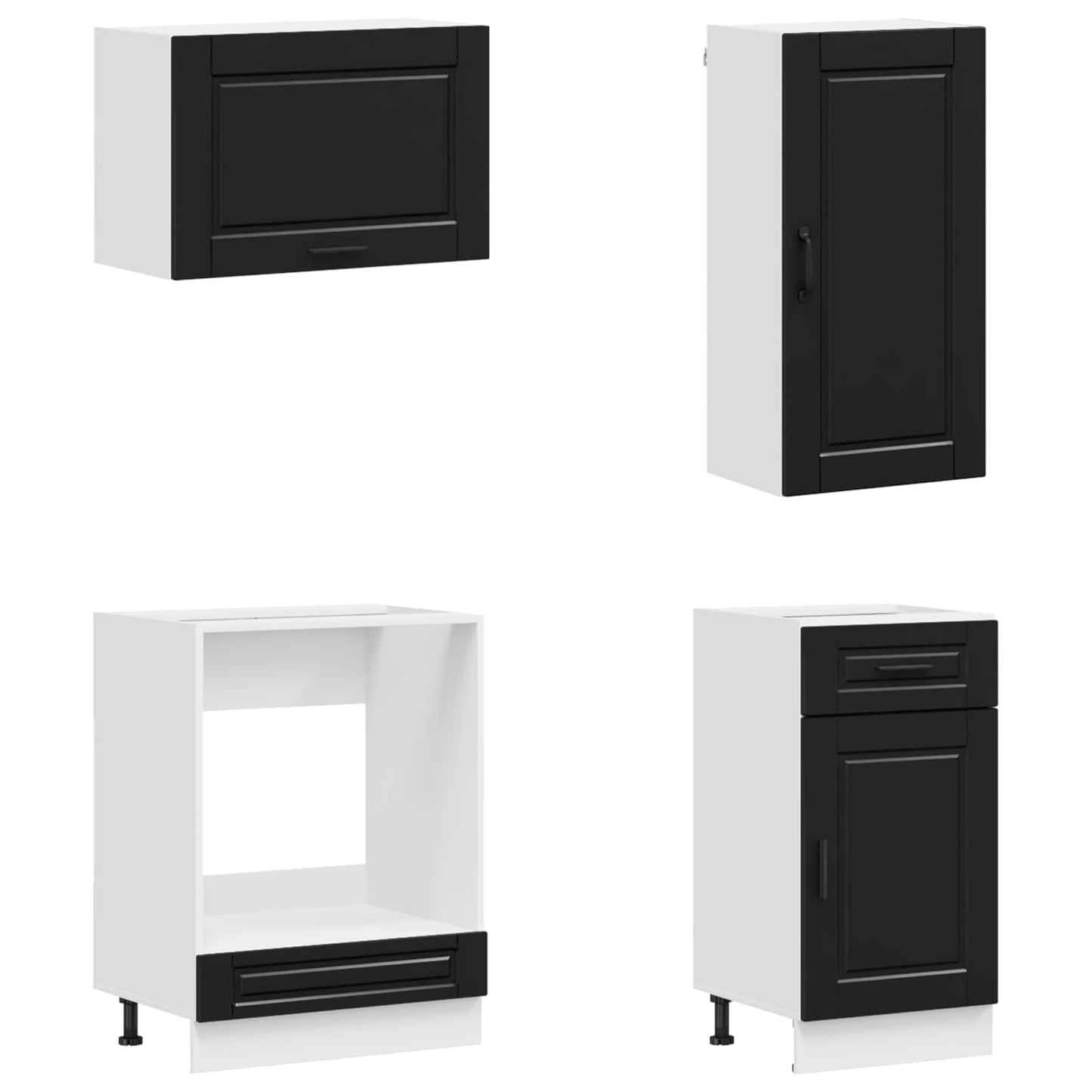 vidaXL Μονάδα κουζίνας PORTO 8 pcs Μαύρο Επεξεργασμένο Ξύλο