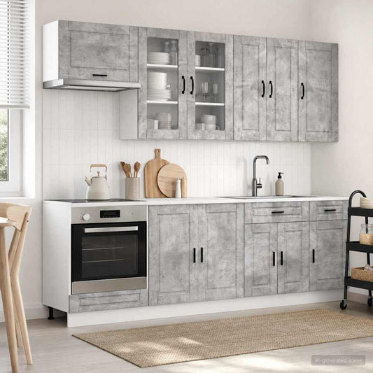 vidaXL Μονάδα κουζίνας PORTO 8 pcs Γκρι Σκυροδέματος