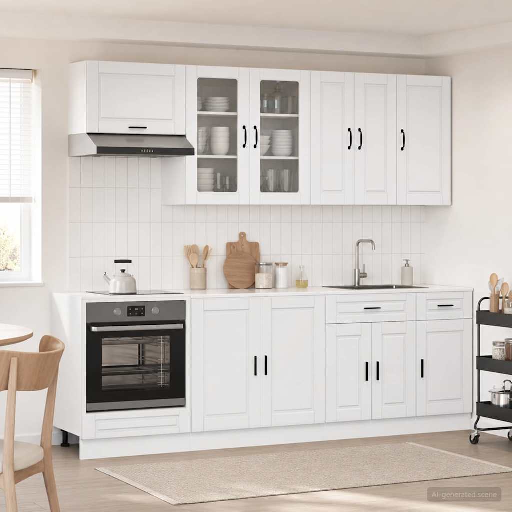 vidaXL Μονάδα κουζίνας PORTO 8 pcs Γυαλιστερό Λευκό Επεξεργασμένο Ξύλο