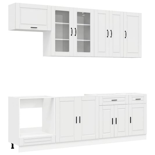 vidaXL Μονάδα κουζίνας PORTO 8 pcs Γυαλιστερό Λευκό Επεξεργασμένο Ξύλο