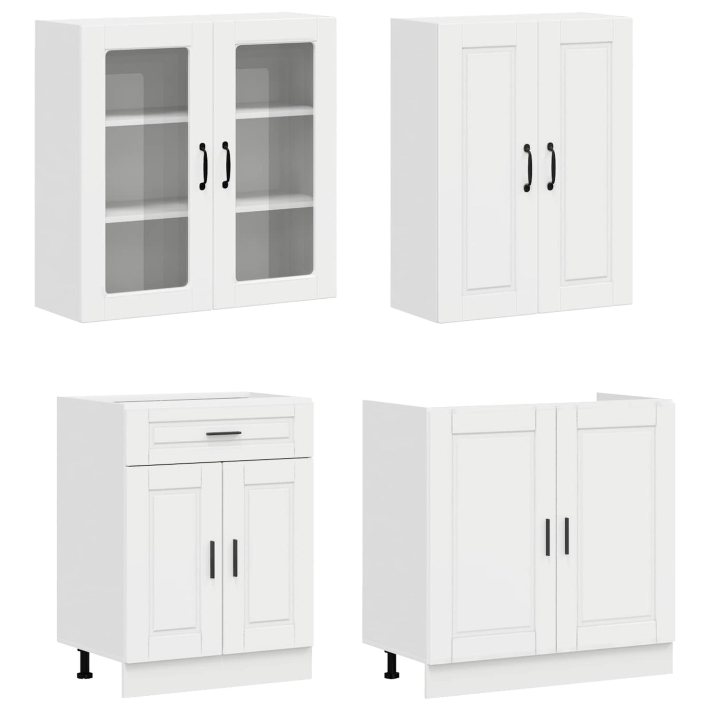 vidaXL Μονάδα κουζίνας PORTO 8 pcs Γυαλιστερό Λευκό Επεξεργασμένο Ξύλο