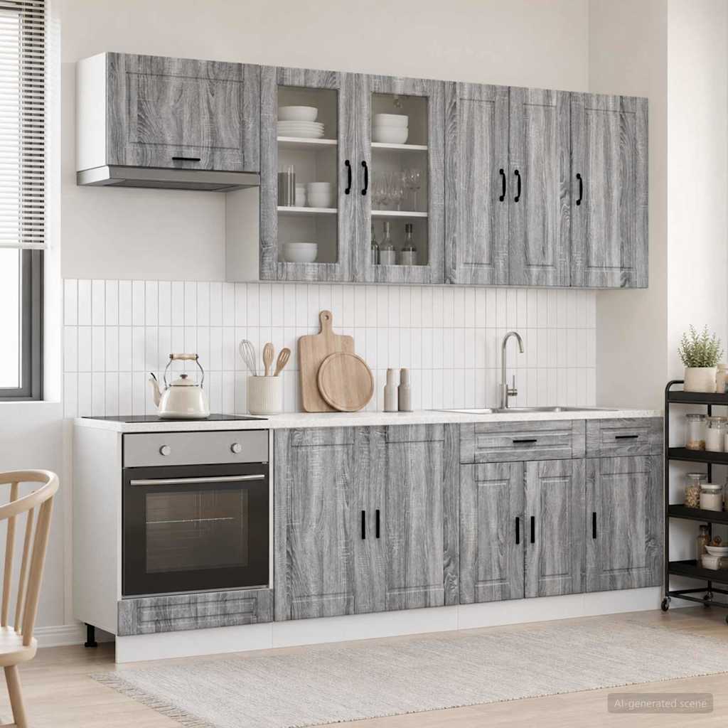 vidaXL Μονάδα κουζίνας PORTO 8 pcs Γκρι Sonoma Επεξεργασμένο Ξύλο
