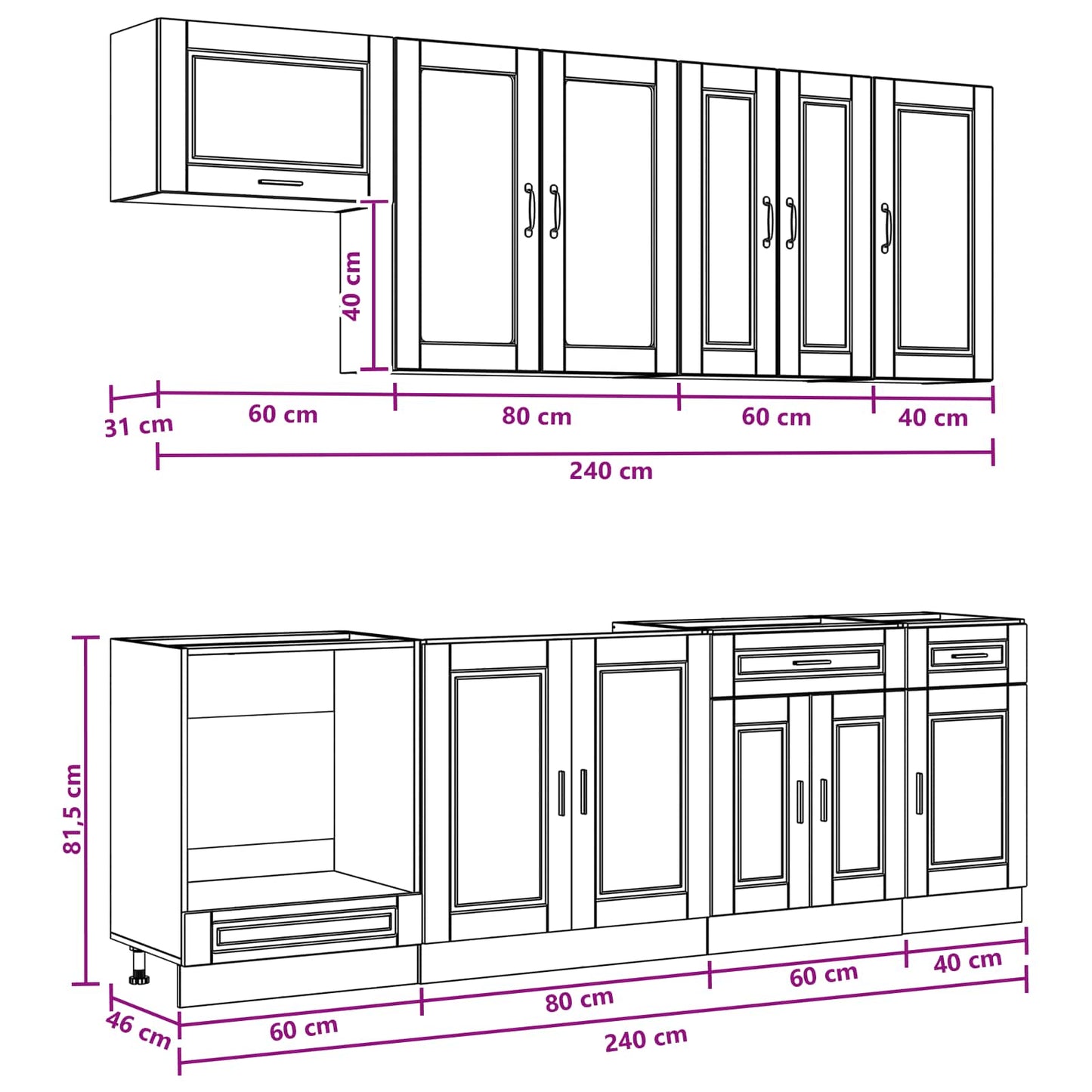 vidaXL Μονάδα κουζίνας PORTO 8 pcs Γκρι Sonoma Επεξεργασμένο Ξύλο