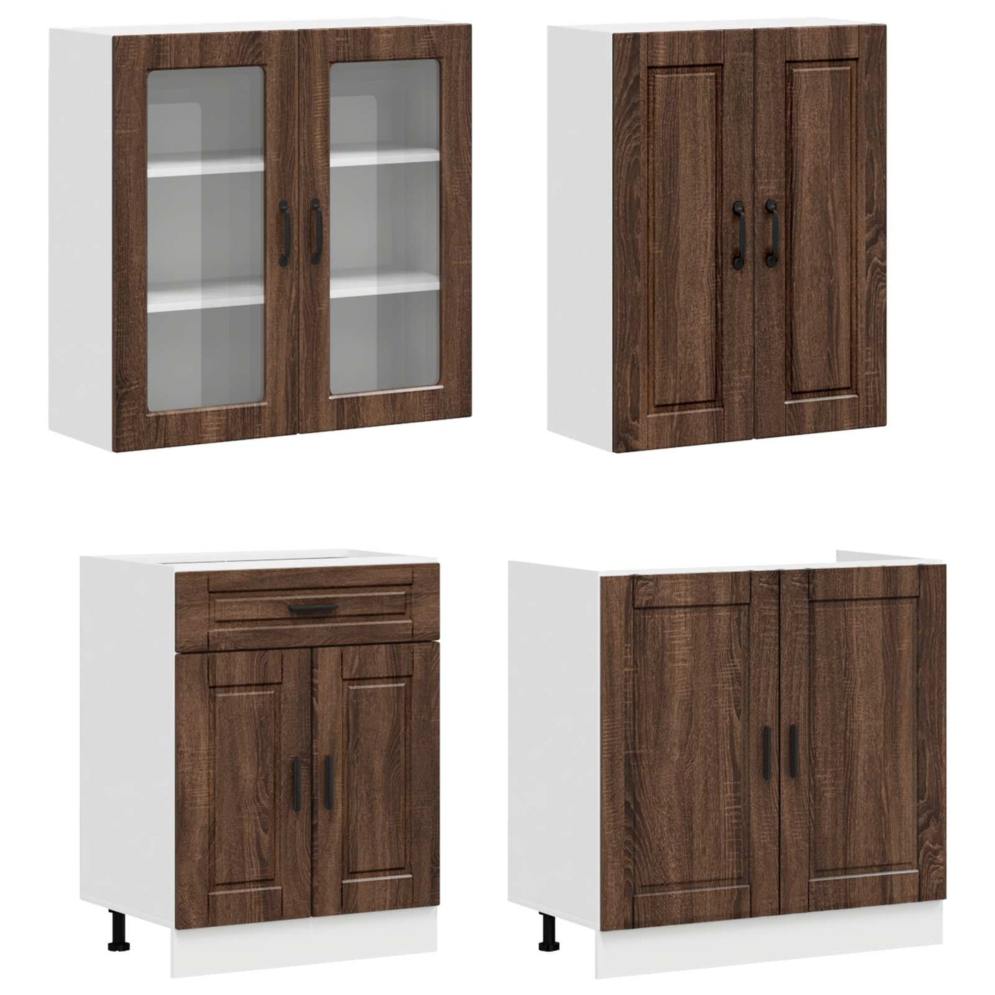 vidaXL Μονάδα κουζίνας PORTO 8 pcs Καφέ Ξύλο Δρυός Επεξεργασμένο Ξύλο