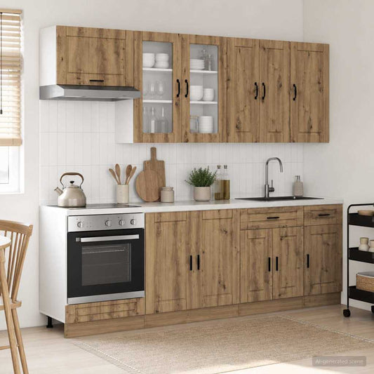 vidaXL Μονάδα κουζίνας PORTO 8 pcs Artisan Δρυς Επεξεργασμένο Ξύλο