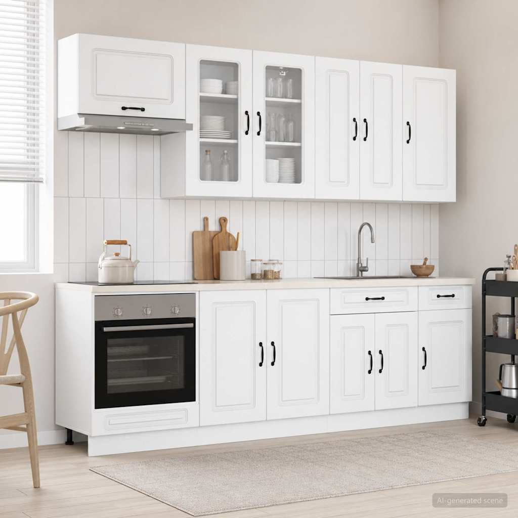vidaXL Μονάδα κουζίνας KALMAR 8 pcs Λευκό Επεξεργασμένο Ξύλο