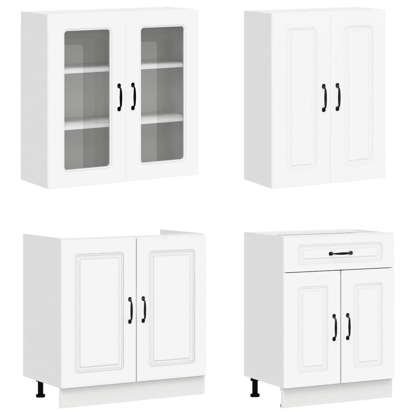 vidaXL Σέτ Ντουλαπιών με συρτάρι 8 pcs Λευκό Επεξεργασμένο ξύλο