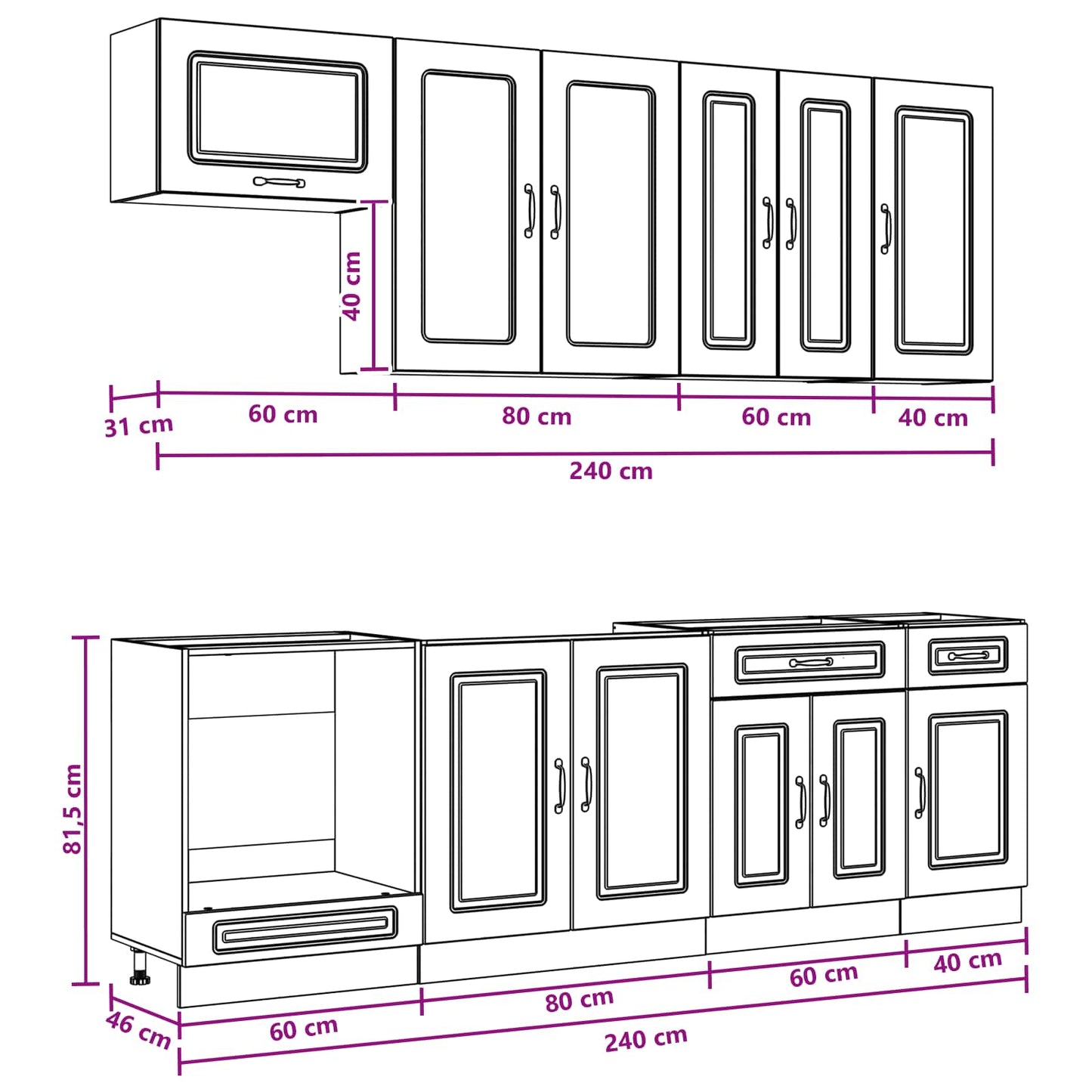vidaXL Σέτ Ντουλαπιών με συρτάρι 8 pcs Λευκό Επεξεργασμένο ξύλο