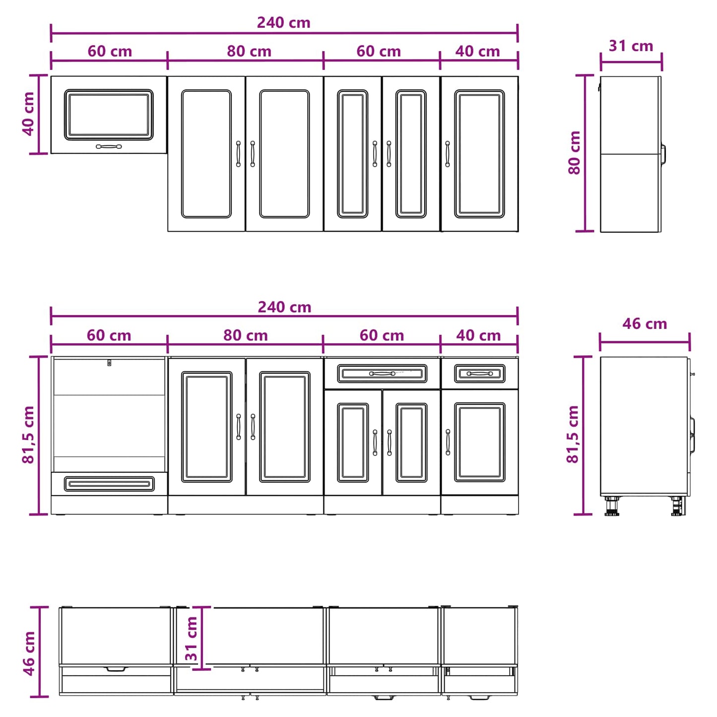 vidaXL Μονάδα κουζίνας KALMAR 8 pcs Γκρι Σκυροδέματος