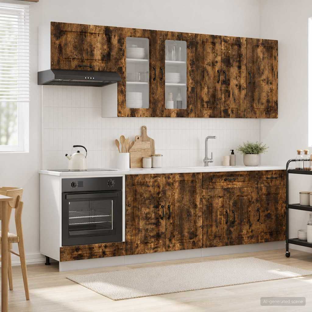 vidaXL Μονάδα κουζίνας KALMAR 8 pcs Καπνισμένο Ξύλο Δρυός
