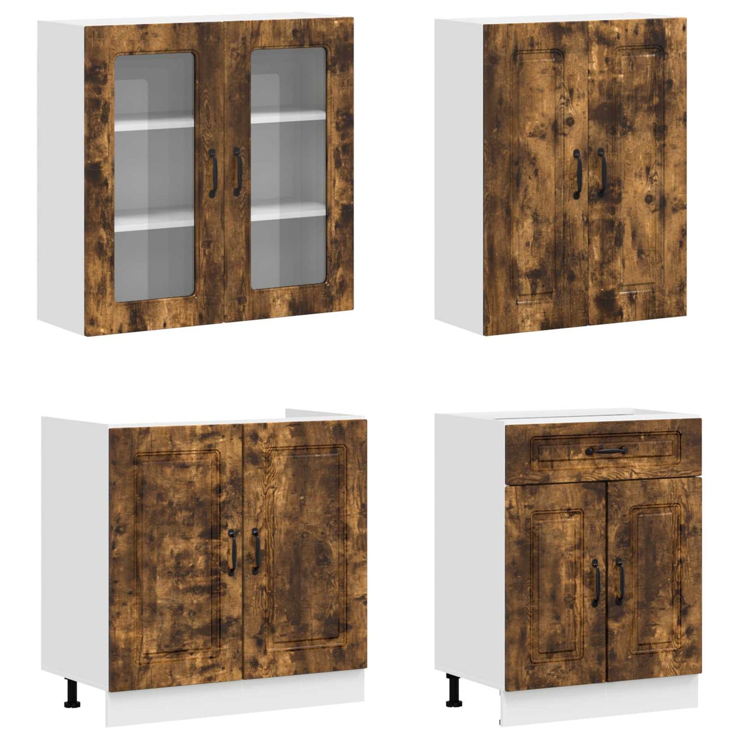 vidaXL Μονάδα κουζίνας KALMAR 8 pcs Καπνισμένο Ξύλο Δρυός