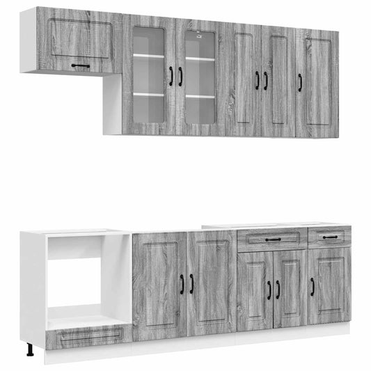 vidaXL Μονάδα κουζίνας KALMAR 8 pcs Γκρι Sonoma Επεξεργασμένο Ξύλο