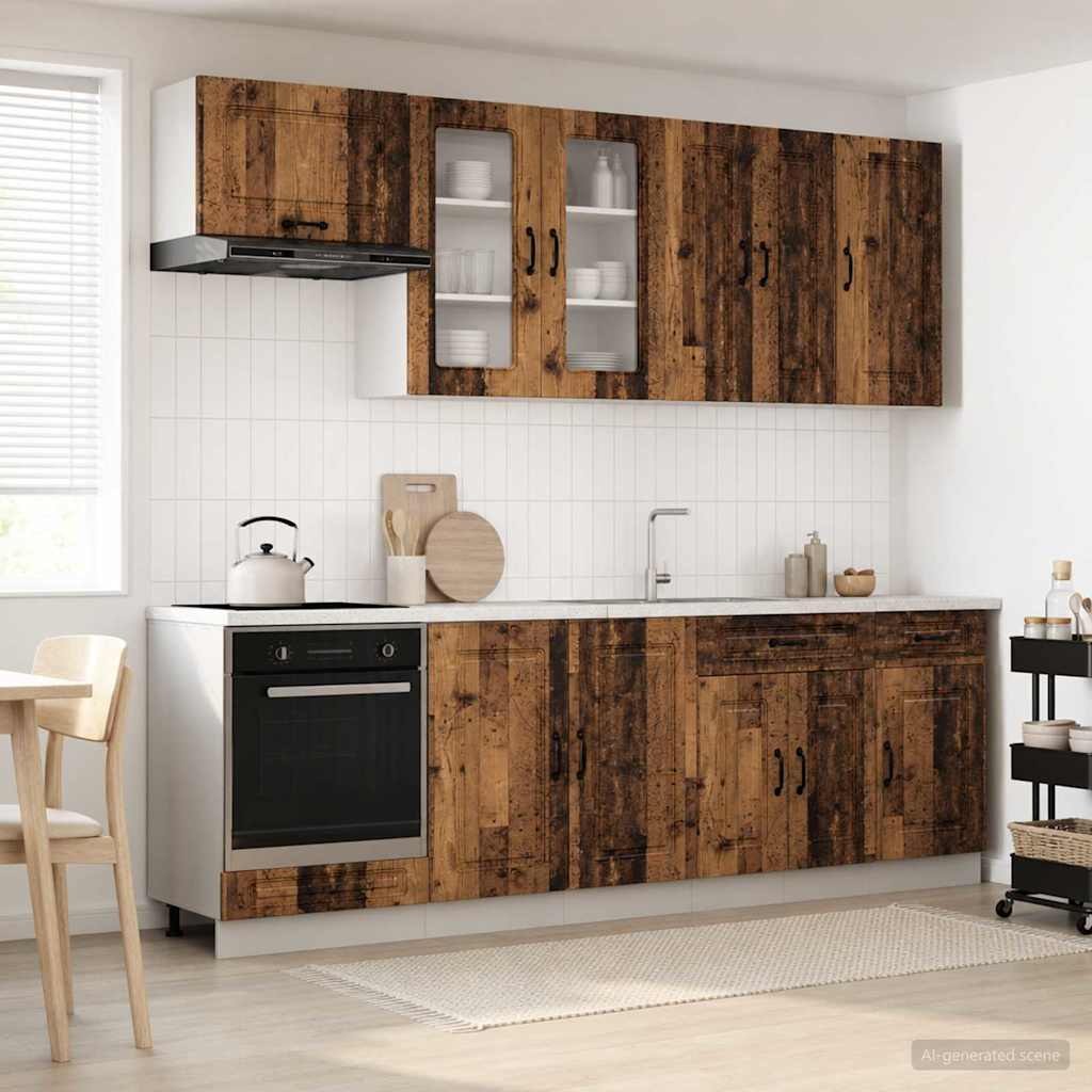 vidaXL Μονάδα κουζίνας KALMAR 8 pcs Παλαιωμένο ξύλο Επεξεργασμένο Ξύλο