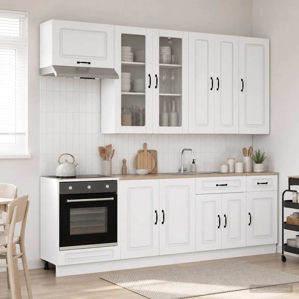 vidaXL Μονάδα κουζίνας KALMAR 8 pcs Λευκό Επεξεργασμένο Ξύλο