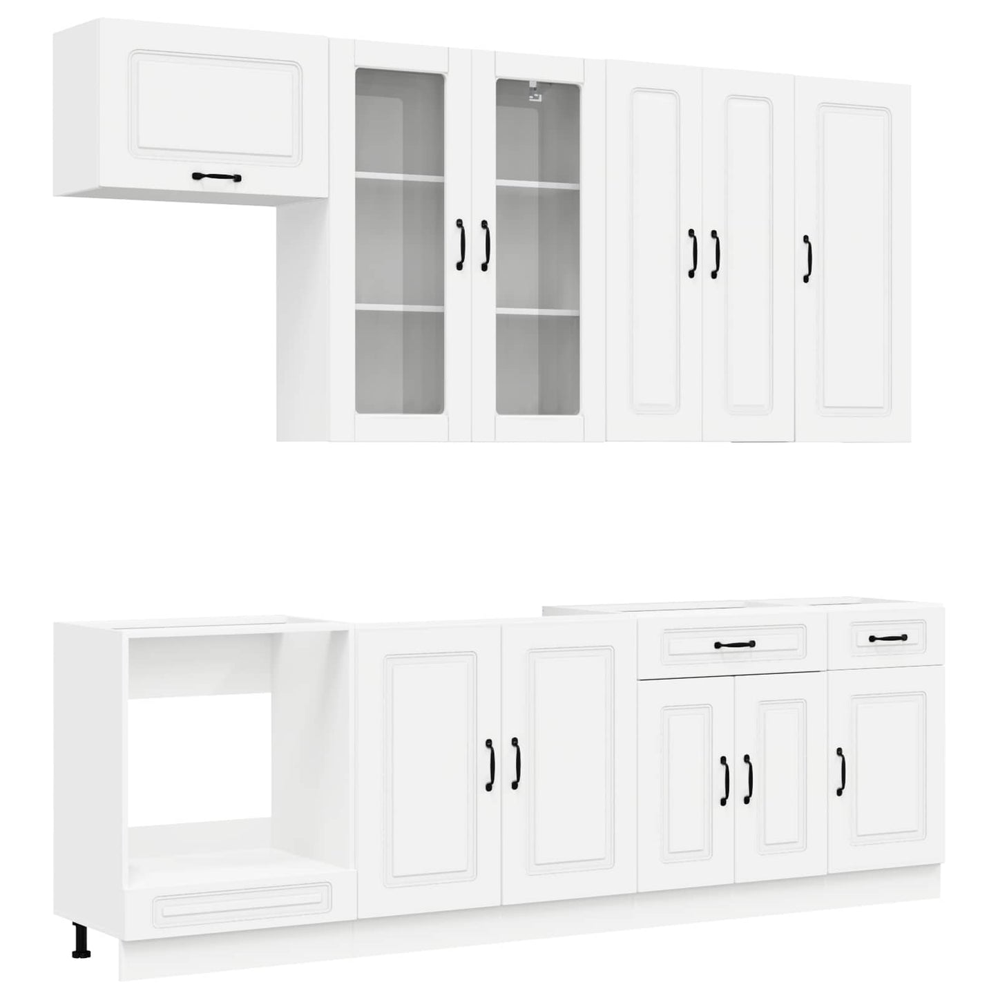 vidaXL Σέτ Ντουλαπιών με συρτάρι 8 pcs Λευκό Επεξεργασμένο ξύλο