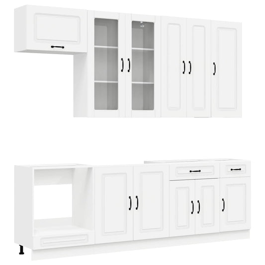 vidaXL Μονάδα κουζίνας KALMAR 8 pcs Λευκό Επεξεργασμένο Ξύλο