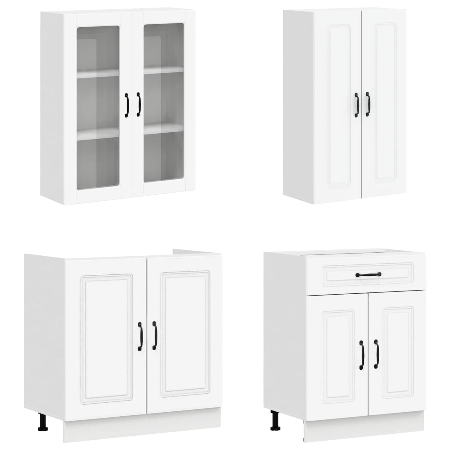 vidaXL Σέτ Ντουλαπιών με συρτάρι 8 pcs Λευκό Επεξεργασμένο ξύλο