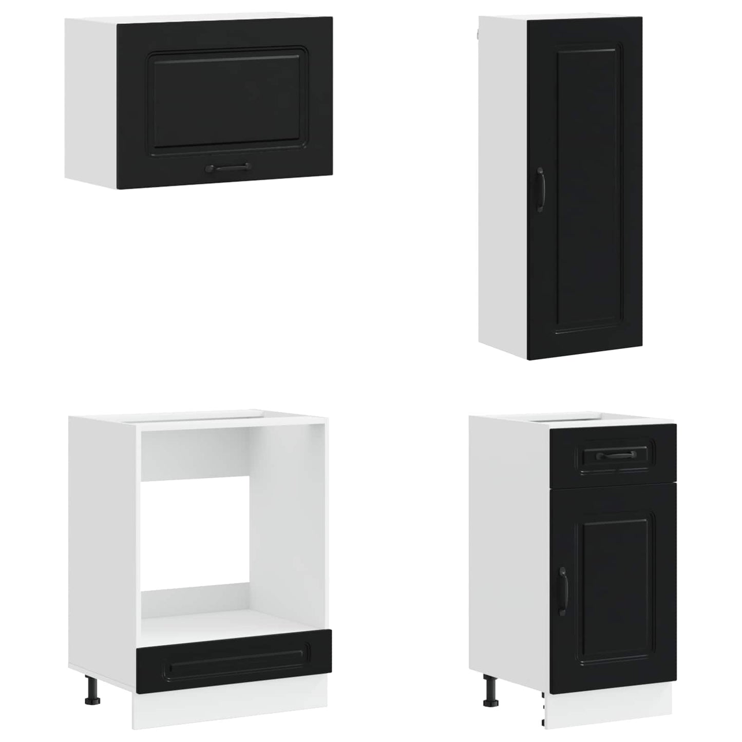 vidaXL Μονάδα κουζίνας KALMAR 8 pcs Μαύρο Επεξεργασμένο Ξύλο