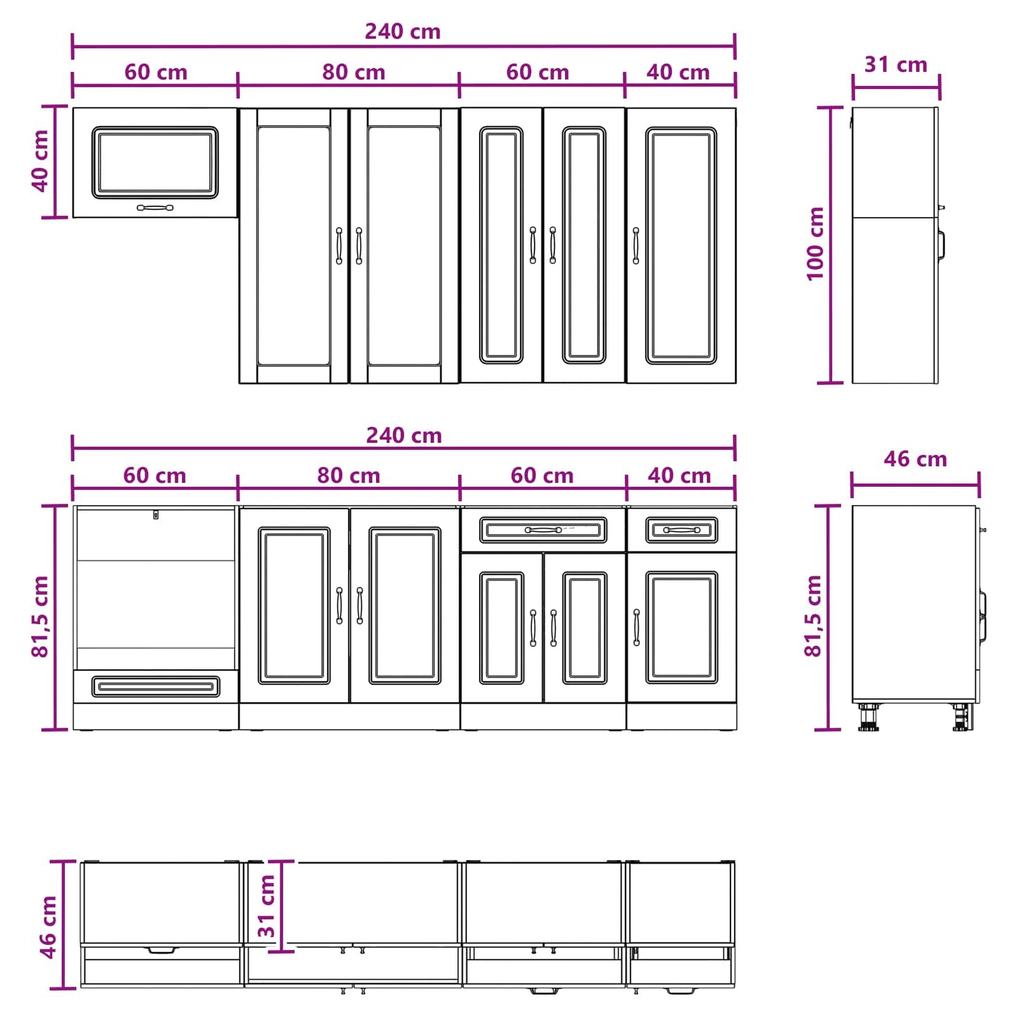 vidaXL Μονάδα κουζίνας KALMAR 8 pcs Γκρι Σκυροδέματος