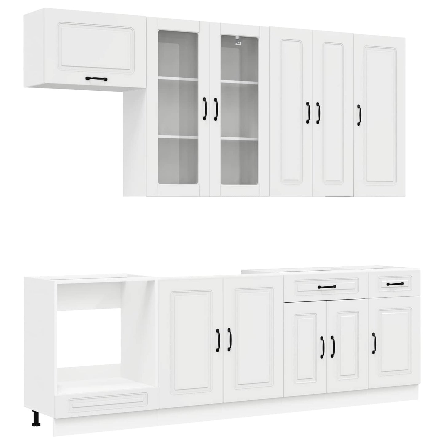 vidaXL Μονάδα κουζίνας KALMAR 8 pcs Γυαλιστερό Λευκό