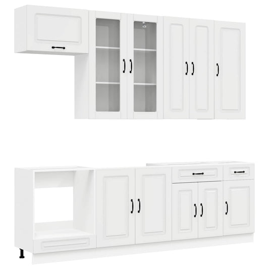 vidaXL Μονάδα κουζίνας KALMAR 8 pcs Γυαλιστερό Λευκό