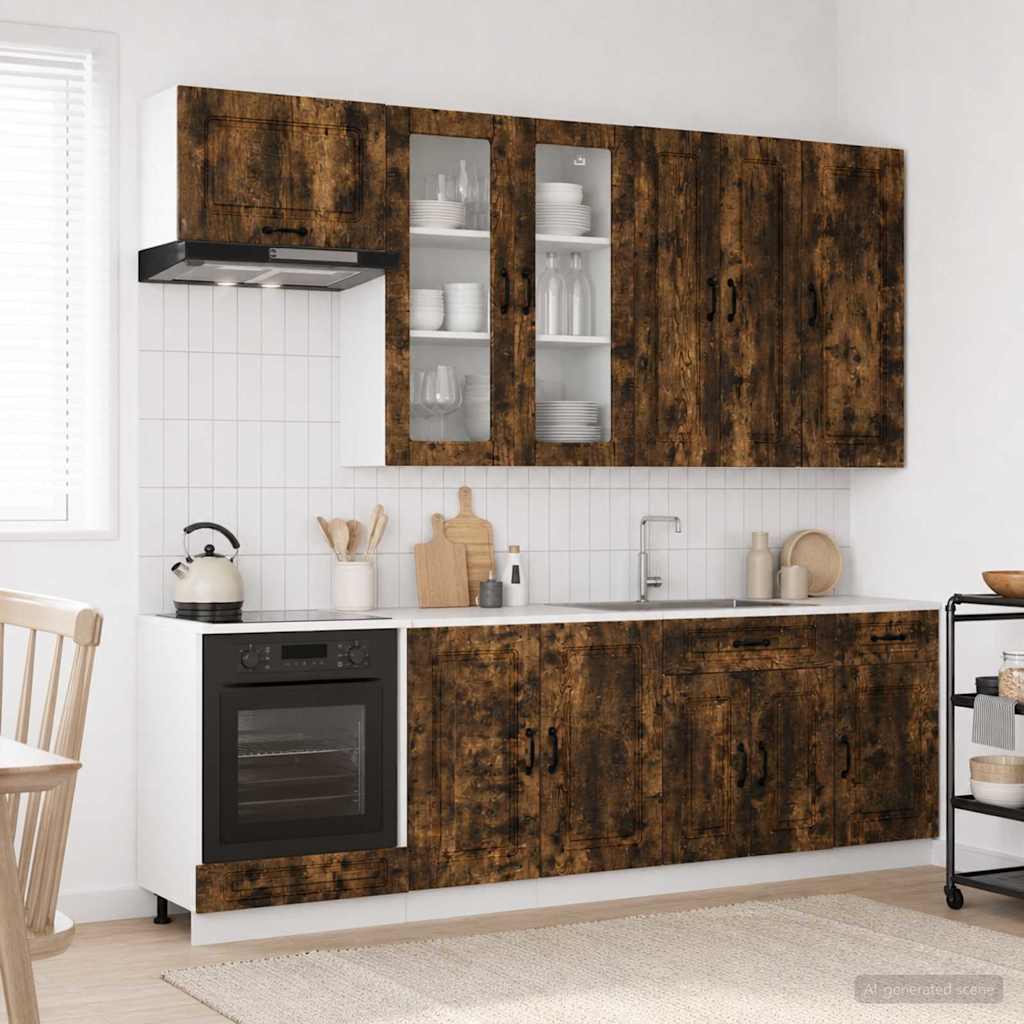 vidaXL Μονάδα κουζίνας KALMAR 8 pcs Καπνισμένο Ξύλο Δρυός