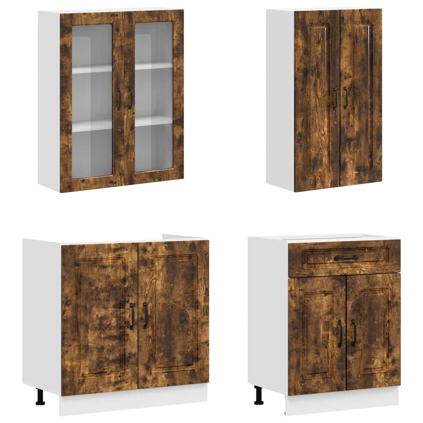 vidaXL Μονάδα κουζίνας KALMAR 8 pcs Καπνισμένο Ξύλο Δρυός