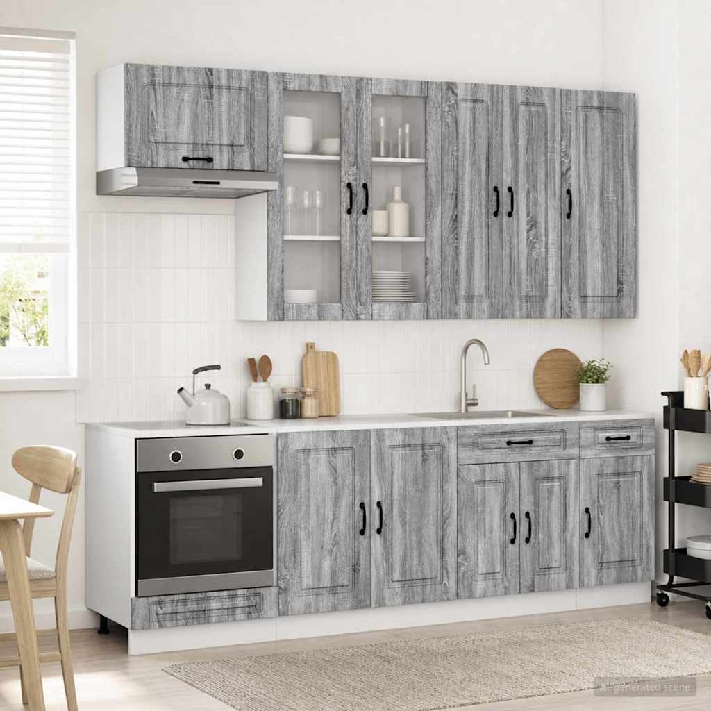 vidaXL Μονάδα κουζίνας KALMAR 8 pcs Γκρι Sonoma Επεξεργασμένο Ξύλο