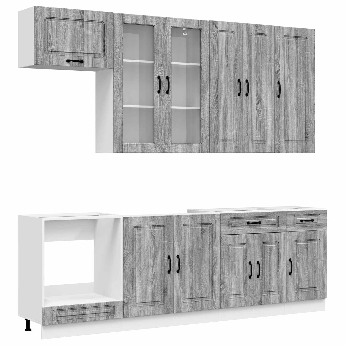 vidaXL Μονάδα κουζίνας KALMAR 8 pcs Γκρι Sonoma Επεξεργασμένο Ξύλο