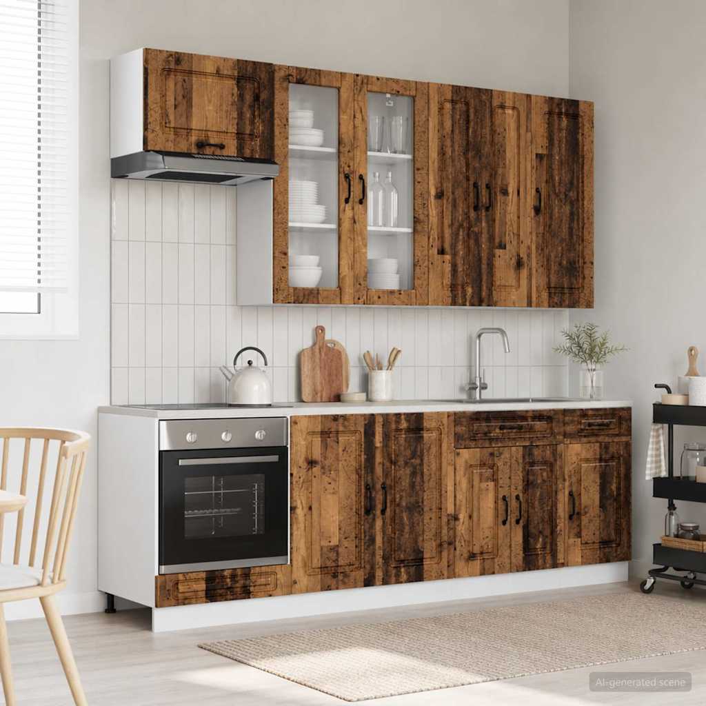 vidaXL Μονάδα κουζίνας KALMAR 8 pcs Παλαιωμένο ξύλο Επεξεργασμένο Ξύλο