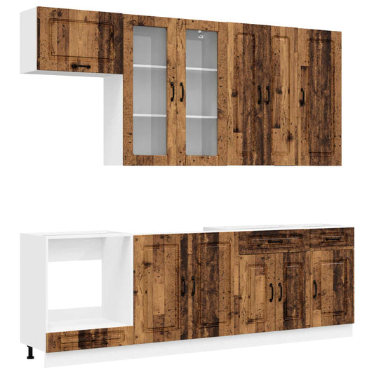 vidaXL Μονάδα κουζίνας KALMAR 8 pcs Παλαιωμένο ξύλο Επεξεργασμένο Ξύλο