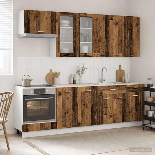 vidaXL Μονάδα κουζίνας LYON 8 pcs Παλαιωμένο ξύλο Επεξεργασμένο Ξύλο