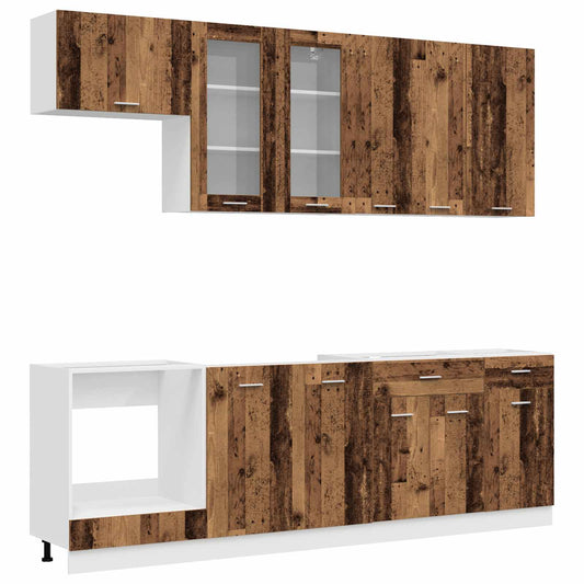 vidaXL Μονάδα κουζίνας LYON 8 pcs Παλαιωμένο ξύλο Επεξεργασμένο Ξύλο