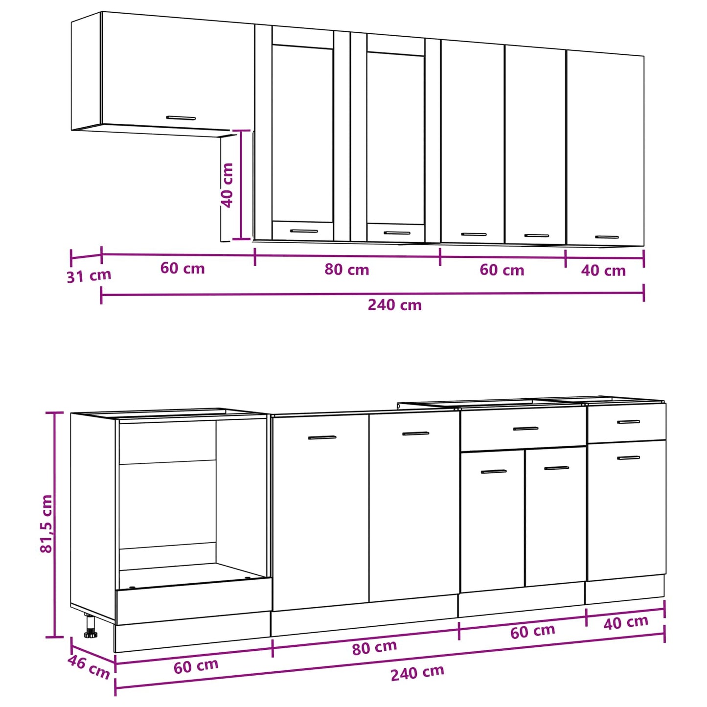vidaXL Μονάδα κουζίνας LYON 8 pcs Παλαιωμένο ξύλο Επεξεργασμένο Ξύλο