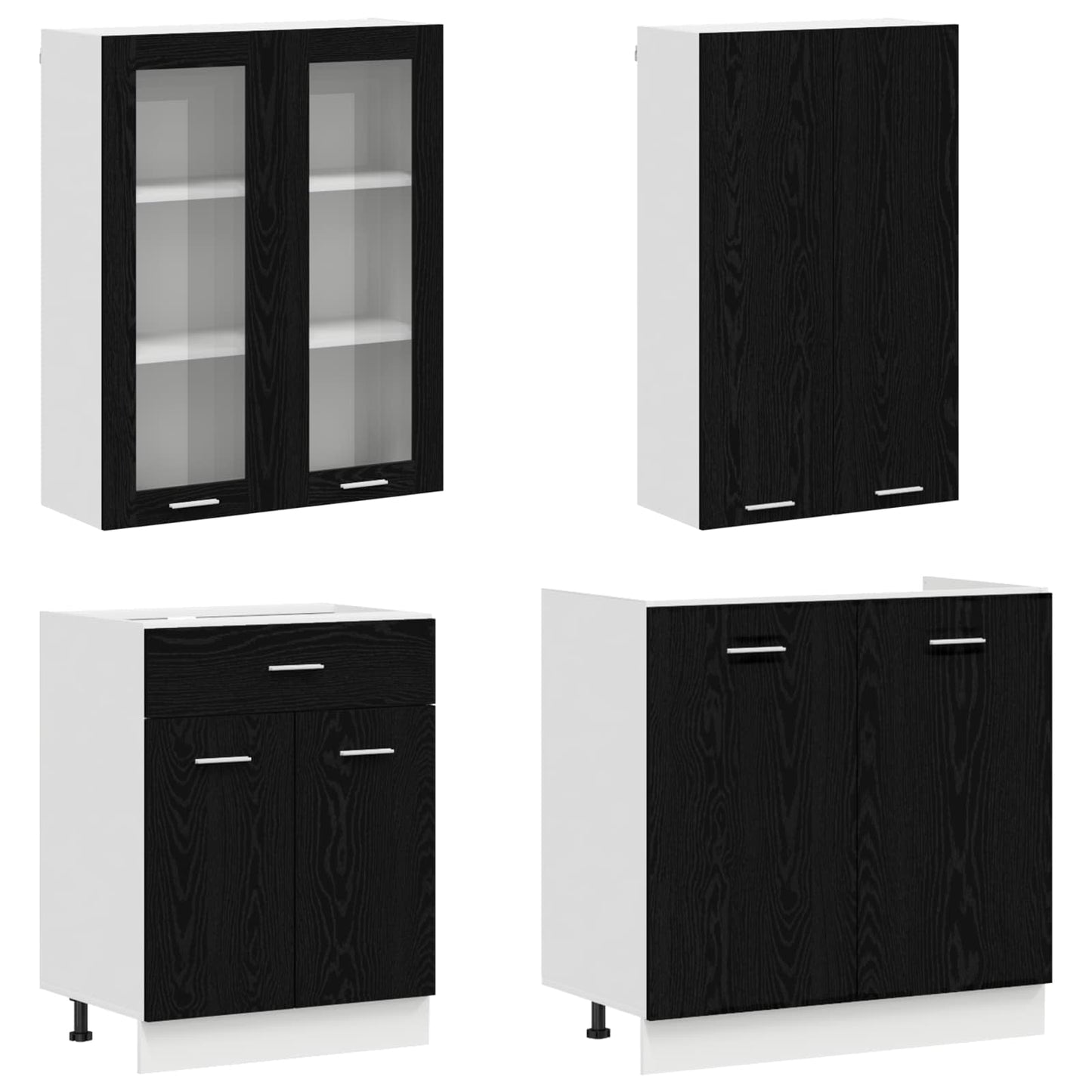 vidaXL Μονάδα κουζίνας LYON 8 pcs Μαύρη Δρυς Επεξεργασμένο Ξύλο