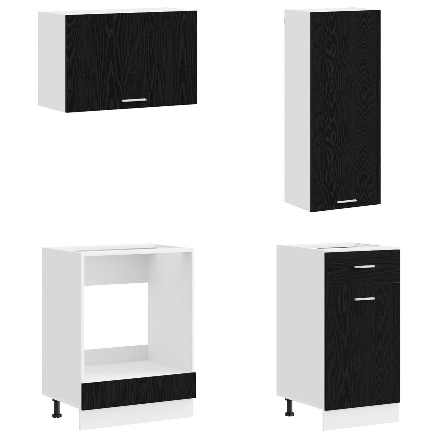 vidaXL Μονάδα κουζίνας LYON 8 pcs Μαύρη Δρυς Επεξεργασμένο Ξύλο