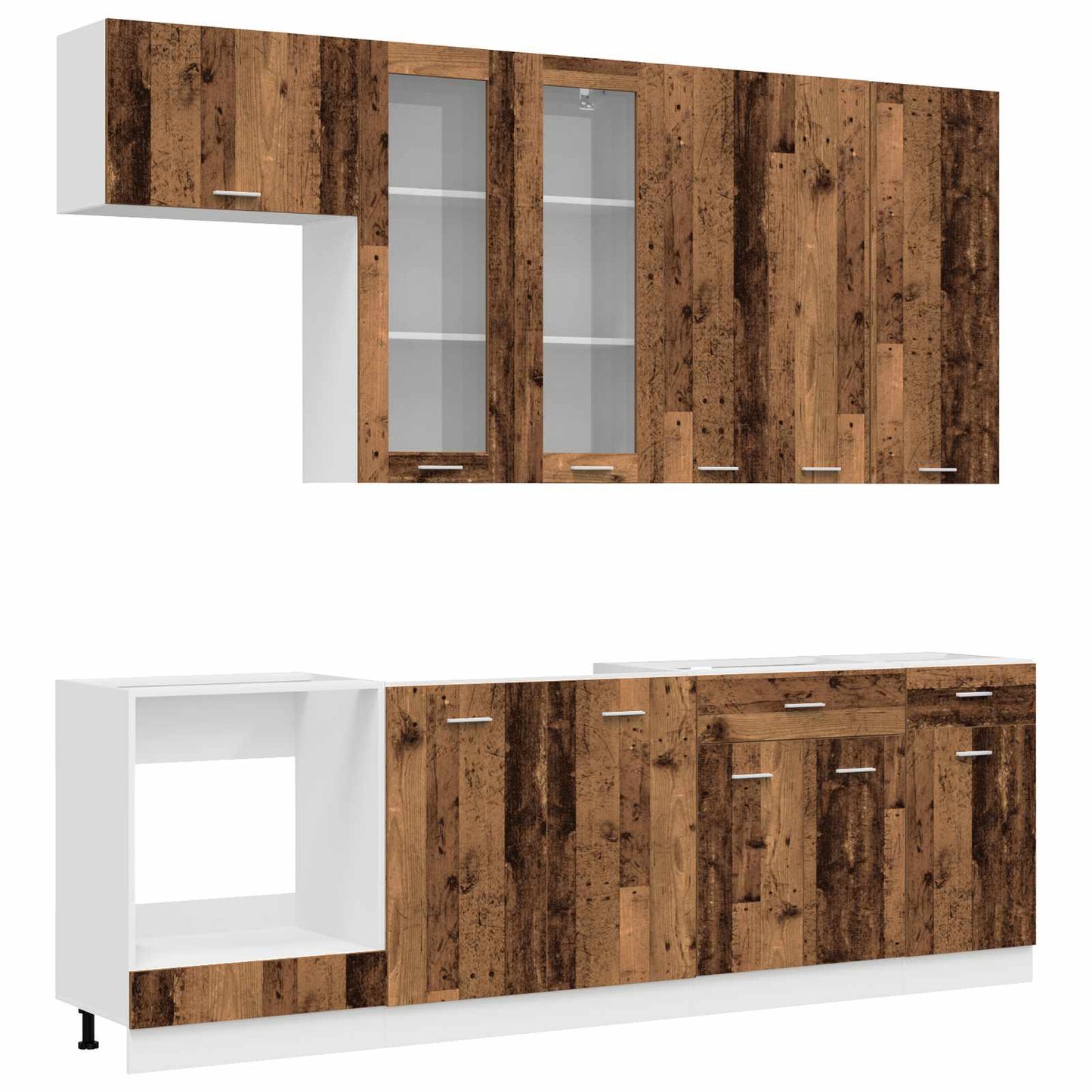 vidaXL Μονάδα κουζίνας LYON 8 pcs Παλαιωμένο ξύλο Επεξεργασμένο Ξύλο
