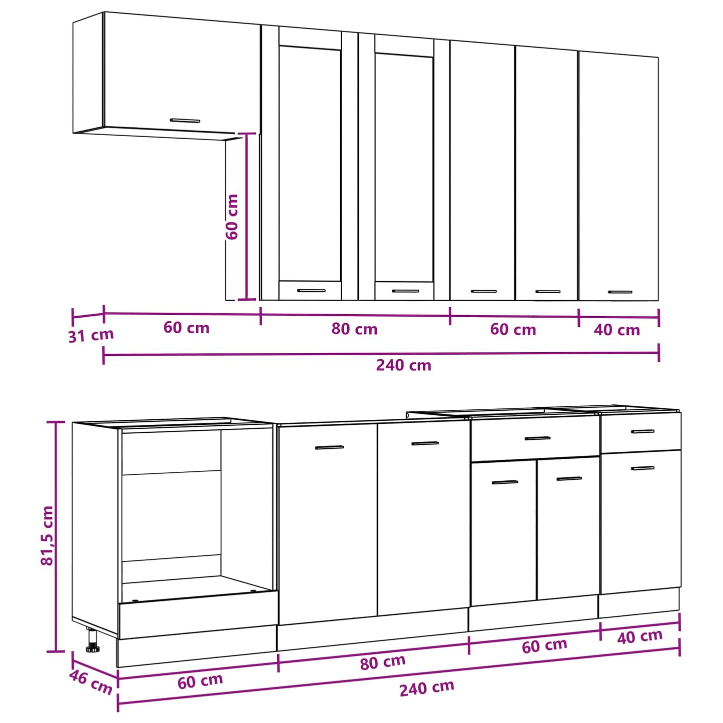 vidaXL Μονάδα κουζίνας LYON 8 pcs Artisan Δρυς Επεξεργασμένο Ξύλο