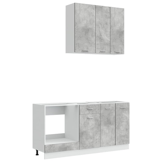 vidaXL Μονάδα κουζίνας LYON 5 pcs Γκρι Σκυροδέματος Επεξεργασμένο Ξύλο