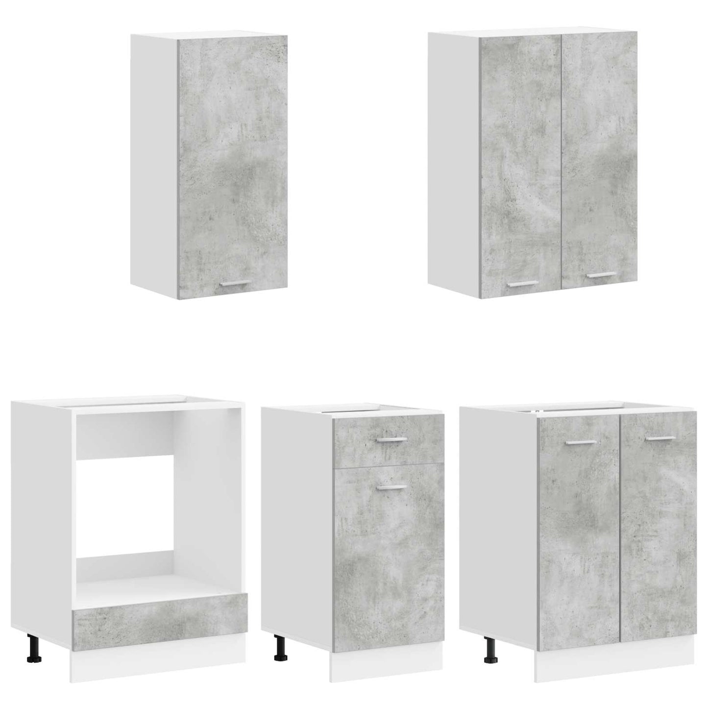 vidaXL Μονάδα κουζίνας LYON 5 pcs Γκρι Σκυροδέματος Επεξεργασμένο Ξύλο