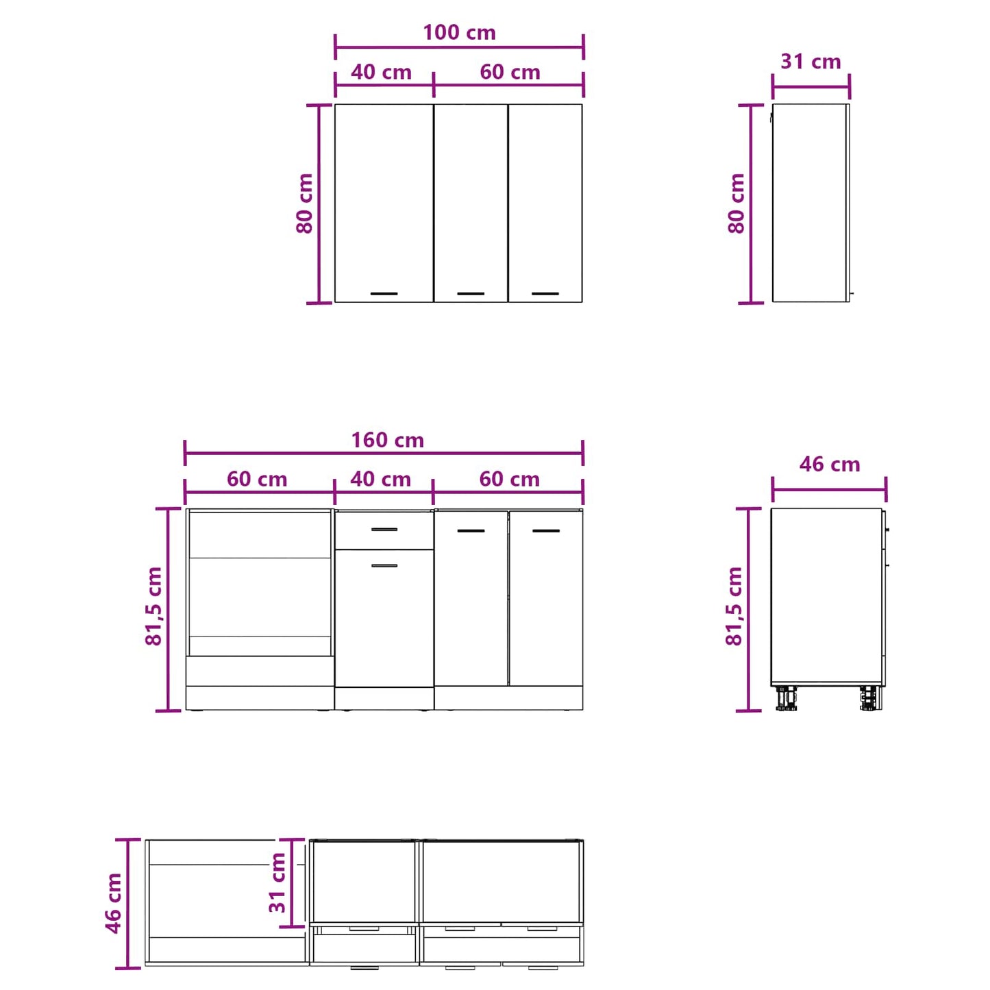 vidaXL Μονάδα κουζίνας LYON 5 pcs Παλαιωμένο ξύλο Επεξεργασμένο Ξύλο
