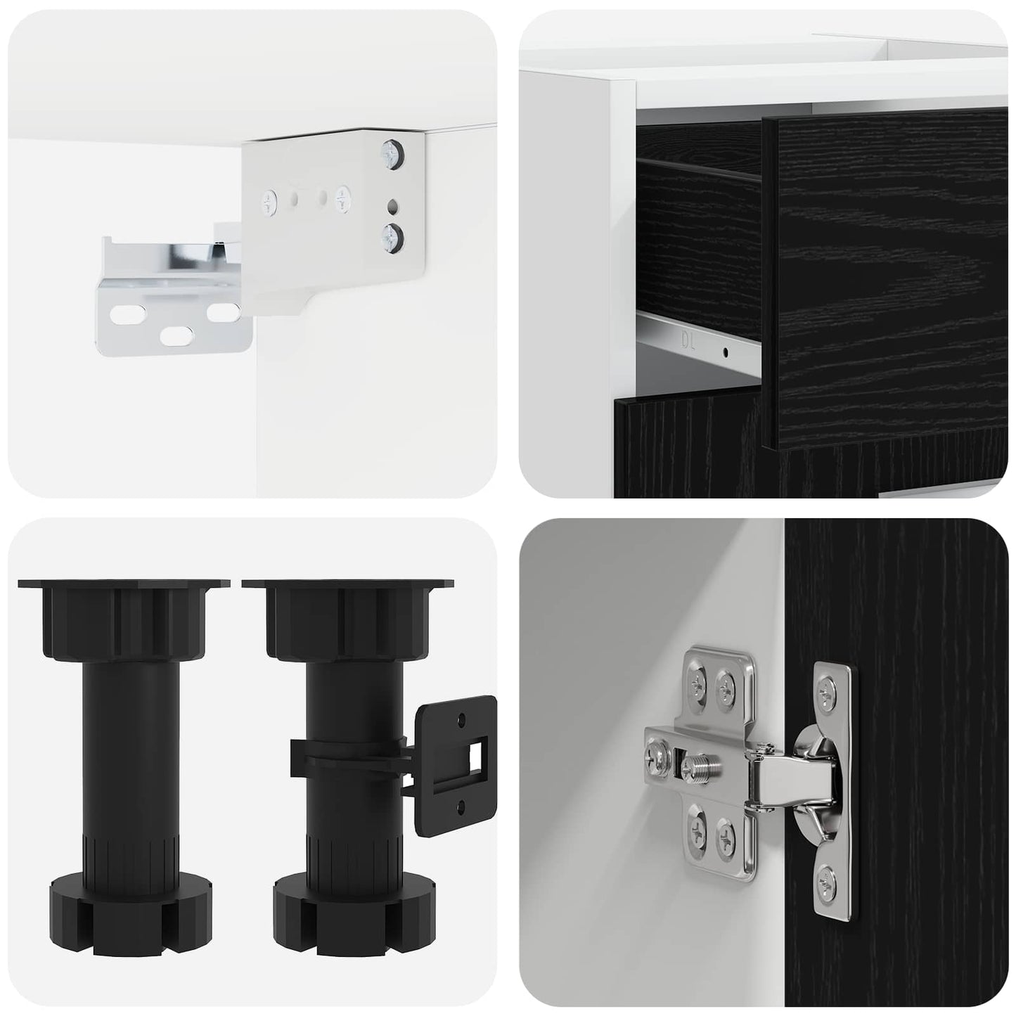 vidaXL Μονάδα κουζίνας LYON 5 pcs Μαύρη Δρυς Επεξεργασμένο Ξύλο